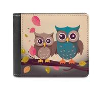QMNALP Personalized Slim Bifold Leather Wallet for Men,Front Pocket Multiple Card Holder Cute Owls Printed Wallets,Gift for Men And Women