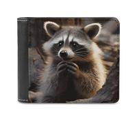QMNALP Personalized Slim Bifold Leather Wallet for Men,Front Pocket Multiple Card Holder Cute Raccoon Printed Wallets,Gift for Men And Women