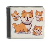 QMNALP Personalized Slim Bifold Leather Wallet for Men,Front Pocket Multiple Card Holder Cute Shiba Inu Dog Printed Wallets,Gift for Men And Women