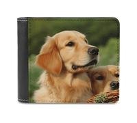 QMNALP Personalized Slim Bifold Leather Wallet for Men,Front Pocket Multiple Card Holder Dog Golden Retriever Printed Wallets,Gift for Men And Women