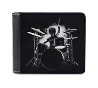 QMNALP Personalized Slim Bifold Leather Wallet for Men,Front Pocket Multiple Card Holder Drummer Printed Wallets,Gift for Men And Women