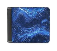 QMNALP Personalized Slim Bifold Leather Wallet for Men,Front Pocket Multiple Card Holder Electric Blue Pattern Printed Wallets,Gift for Men And Women