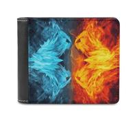 QMNALP Personalized Slim Bifold Leather Wallet for Men,Front Pocket Multiple Card Holder Fire Vs Ice Art Printed Wallets,Gift for Men And Women