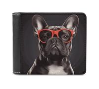 QMNALP Personalized Slim Bifold Leather Wallet for Men,Front Pocket Multiple Card Holder French Bulldog Printed Wallets,Gift for Men And Women