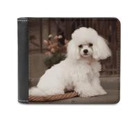 QMNALP Personalized Slim Bifold Leather Wallet for Men,Front Pocket Multiple Card Holder French Poodle Printed Wallets,Gift for Men And Women