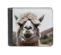 QMNALP Personalized Slim Bifold Leather Wallet for Men,Front Pocket Multiple Card Holder Funny Alpaca Llama Printed Wallets,Gift for Men And Women