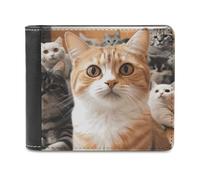 QMNALP Personalized Slim Bifold Leather Wallet for Men,Front Pocket Multiple Card Holder Funny Pet Cat Printed Wallets,Gift for Men And Women