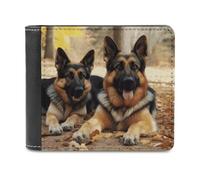 QMNALP Personalized Slim Bifold Leather Wallet for Men,Front Pocket Multiple Card Holder German Shepherd Dog Printed Wallets,Gift for Men And Women