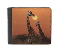 QMNALP Personalized Slim Bifold Leather Wallet for Men,Front Pocket Multiple Card Holder Giraffe At Sunset Printed Wallets,Gift for Men And Women