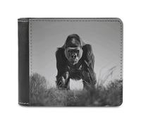 QMNALP Personalized Slim Bifold Leather Wallet for Men,Front Pocket Multiple Card Holder Gorilla in The Grass Printed Wallets,Gift for Men And Women