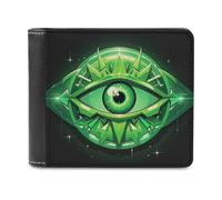 QMNALP Personalized Slim Bifold Leather Wallet for Men,Front Pocket Multiple Card Holder Green Evil Eye Printed Wallets,Gift for Men And Women