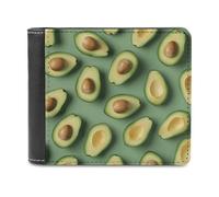 QMNALP Personalized Slim Bifold Leather Wallet for Men,Front Pocket Multiple Card Holder Green Pattern Printed Wallets,Gift for Men And Women