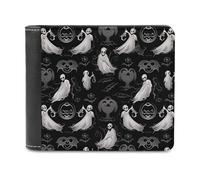 QMNALP Personalized Slim Bifold Leather Wallet for Men,Front Pocket Multiple Card Holder Halloween Goth Printed Wallets,Gift for Men And Women