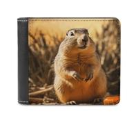 QMNALP Personalized Slim Bifold Leather Wallet for Men,Front Pocket Multiple Card Holder Hand Drawn Groundhog Printed Wallets,Gift for Men And Women