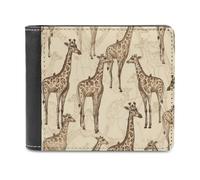 QMNALP Personalized Slim Bifold Leather Wallet for Men,Front Pocket Multiple Card Holder Hand Drawn Giraffes Printed Wallets,Gift for Men And Women
