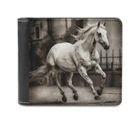 QMNALP Personalized Slim Bifold Leather Wallet for Men,Front Pocket Multiple Card Holder Horse in The Street Printed Wallets,Gift for Men And Women