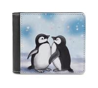 QMNALP Personalized Slim Bifold Leather Wallet for Men,Front Pocket Multiple Card Holder I Love Penguins Printed Wallets,Gift for Men And Women