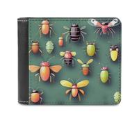 QMNALP Personalized Slim Bifold Leather Wallet for Men,Front Pocket Multiple Card Holder Insect Atlas Printed Wallets,Gift for Men And Women