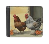 QMNALP Personalized Slim Bifold Leather Wallet for Men,Front Pocket Multiple Card Holder Italian Chickens Printed Wallets,Gift for Men And Women