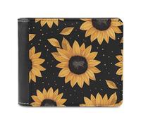 QMNALP Personalized Slim Bifold Leather Wallet for Men,Front Pocket Multiple Card Holder Leaves And Sunflowers Printed Wallets,Gift for Men And Women