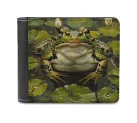 QMNALP Personalized Slim Bifold Leather Wallet for Men,Front Pocket Multiple Card Holder Lily And Frog Printed Wallets,Gift for Men And Women