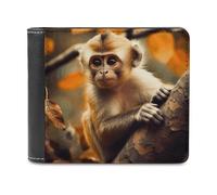 QMNALP Personalized Slim Bifold Leather Wallet for Men,Front Pocket Multiple Card Holder Monkey on Tree Printed Wallets,Gift for Men And Women