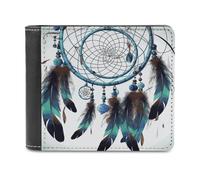 QMNALP Personalized Slim Bifold Leather Wallet for Men,Front Pocket Multiple Card Holder Native American Dream Catcher Printed Wallets,Gift for Men And Women
