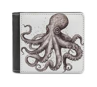 QMNALP Personalized Slim Bifold Leather Wallet for Men,Front Pocket Multiple Card Holder Octopus Printed Wallets,Gift for Men And Women