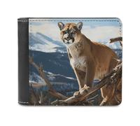 QMNALP Personalized Slim Bifold Leather Wallet for Men,Front Pocket Multiple Card Holder Panther Mountain Lion Printed Wallets,Gift for Men And Women