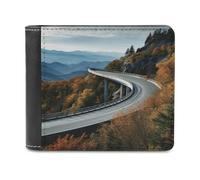 QMNALP Personalized Slim Bifold Leather Wallet for Men,Front Pocket Multiple Card Holder Parkway Road Bridge Printed Wallets,Gift for Men And Women