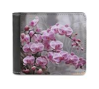 QMNALP Personalized Slim Bifold Leather Wallet for Men,Front Pocket Multiple Card Holder Pink Orchid Printed Wallets,Gift for Men And Women