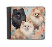 QMNALP Personalized Slim Bifold Leather Wallet for Men,Front Pocket Multiple Card Holder Pomeranians Pattern Printed Wallets,Gift for Men And Women