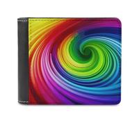 QMNALP Personalized Slim Bifold Leather Wallet for Men,Front Pocket Multiple Card Holder Rainbow Spiral Printed Wallets,Gift for Men And Women