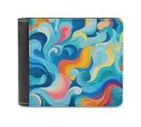 QMNALP Personalized Slim Bifold Leather Wallet for Men,Front Pocket Multiple Card Holder Rainbows And Swirls Printed Wallets,Gift for Men And Women