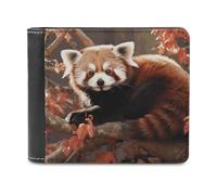 QMNALP Personalized Slim Bifold Leather Wallet for Men,Front Pocket Multiple Card Holder Red Panda Printed Wallets,Gift for Men And Women