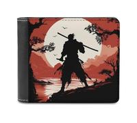 QMNALP Personalized Slim Bifold Leather Wallet for Men,Front Pocket Multiple Card Holder Samurai Printed Wallets,Gift for Men And Women