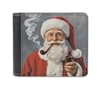 QMNALP Personalized Slim Bifold Leather Wallet for Men,Front Pocket Multiple Card Holder Santa Claus Printed Wallets,Gift for Men And Women