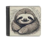 QMNALP Personalized Slim Bifold Leather Wallet for Men,Front Pocket Multiple Card Holder Sloth My Spirit Animal Printed Wallets,Gift for Men And Women