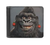 QMNALP Personalized Slim Bifold Leather Wallet for Men,Front Pocket Multiple Card Holder Smiling Gorilla Photo Printed Wallets,Gift for Men And Women