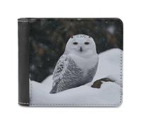 QMNALP Personalized Slim Bifold Leather Wallet for Men,Front Pocket Multiple Card Holder Snow Owl Printed Wallets,Gift for Men And Women