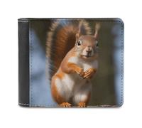 QMNALP Personalized Slim Bifold Leather Wallet for Men,Front Pocket Multiple Card Holder Squirrel Funny Animal Printed Wallets,Gift for Men And Women