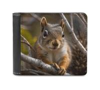QMNALP Personalized Slim Bifold Leather Wallet for Men,Front Pocket Multiple Card Holder Squirrel in Tree Printed Wallets,Gift for Men And Women