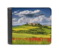 QMNALP Personalized Slim Bifold Leather Wallet for Men,Front Pocket Multiple Card Holder Tuscany Spring Printed Wallets,Gift for Men And Women