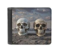 QMNALP Personalized Slim Bifold Leather Wallet for Men,Front Pocket Multiple Card Holder Two Different Skulls Printed Wallets,Gift for Men And Women