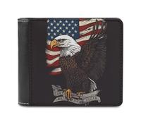 QMNALP Personalized Slim Bifold Leather Wallet for Men,Front Pocket Multiple Card Holder USA Patriotic Eagle Printed Wallets,Gift for Men And Women