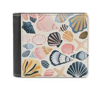 QMNALP Personalized Slim Bifold Leather Wallet for Men,Front Pocket Multiple Card Holder Various Shell Images Printed Wallets,Gift for Men And Women