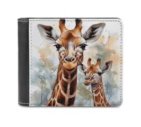 QMNALP Personalized Slim Bifold Leather Wallet for Men,Front Pocket Multiple Card Holder Watercolor Deer Giraffe Printed Wallets,Gift for Men And Women