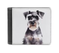 QMNALP Personalized Slim Bifold Leather Wallet for Men,Front Pocket Multiple Card Holder Well-behaved Schnauzer Printed Wallets,Gift for Men And Women