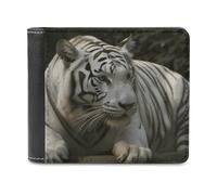 QMNALP Personalized Slim Bifold Leather Wallet for Men,Front Pocket Multiple Card Holder White Bengal Tiger Printed Wallets,Gift for Men And Women