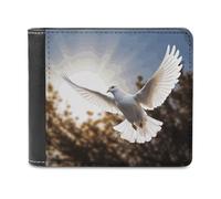 QMNALP Personalized Slim Bifold Leather Wallet for Men,Front Pocket Multiple Card Holder White Dove Flying in The Sun Printed Wallets,Gift for Men And Women